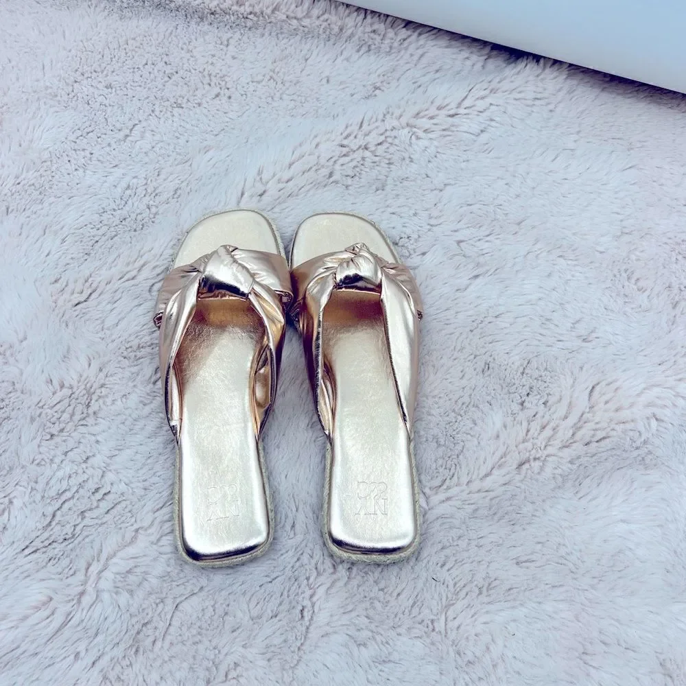 New York & Co Guadalup rose gold slip on sandals